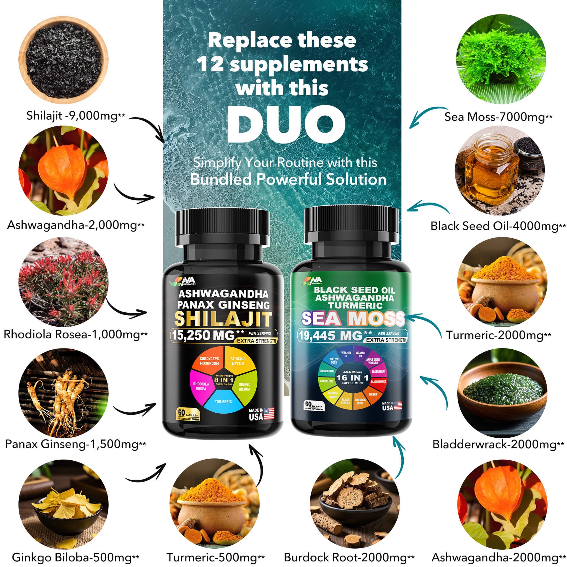 Sea Moss & Shilajit Vitality Boost Duo | AVA Research - AVA Research